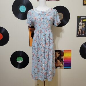 Swat | Vintage Light Blue Floral Babydoll Dress